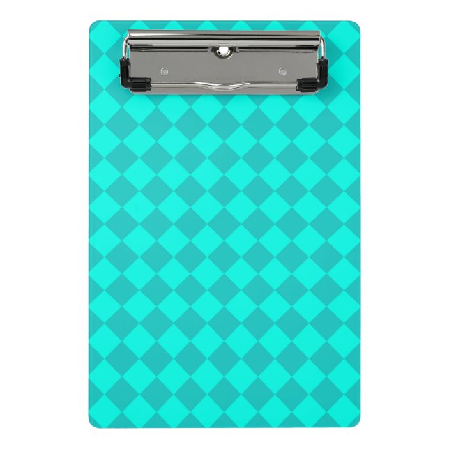Mini Prancheta Padrão de Diamante do Verificador de Teal (Frente)