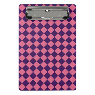 Mini Prancheta Padrão de Diamante do Verificador Roxo Rosa