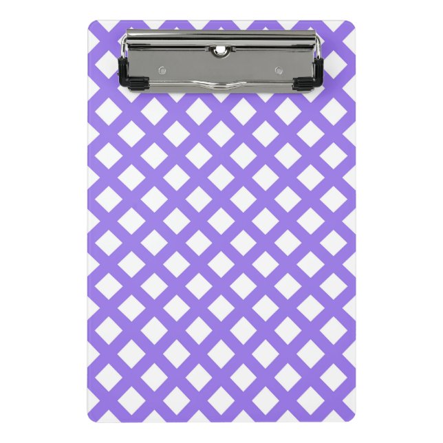Mini Prancheta Padrão de Diamante Xadrez Branco Roxo (Frente)