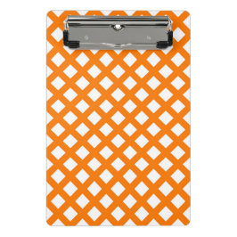Mini Prancheta Padrão de Diamante Xadrez Laranja Branco
