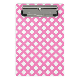 Mini Prancheta Padrão de Diamante Xadrez Rosa Branco