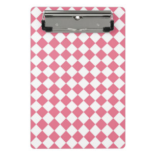 Mini Prancheta Padrão de diamante xadrez rosa e branco