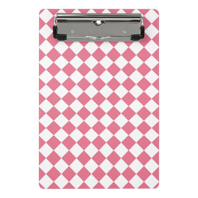 Mini Prancheta Padrão de diamante xadrez rosa e branco (Frente)