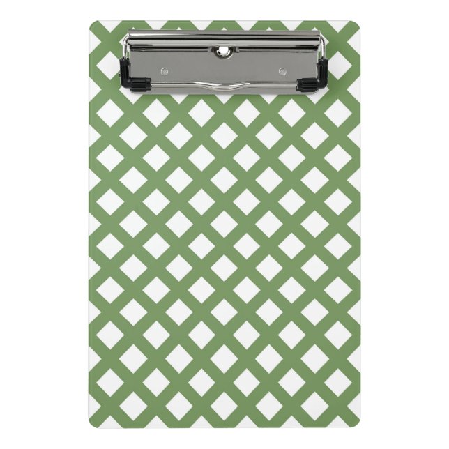 Mini Prancheta Padrão de Diamante Xadrez Verde Branco (Frente)