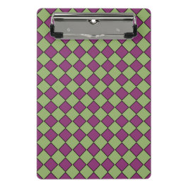 Mini Prancheta Padrão de Diamante Xadrez Verde Roxo