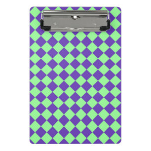 Mini Prancheta Padrão de Diamante Xadrez Verde Roxo