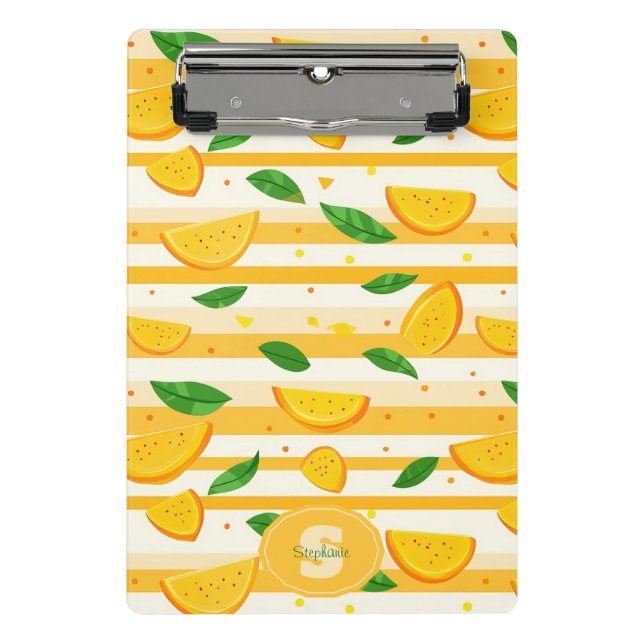 Mini Prancheta Padrão de Fatia Laranja com Folhas Verdes (Frente)