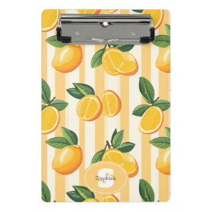 Mini Prancheta Padrão de Fruta de Citros Vibrante com Folhas Verd