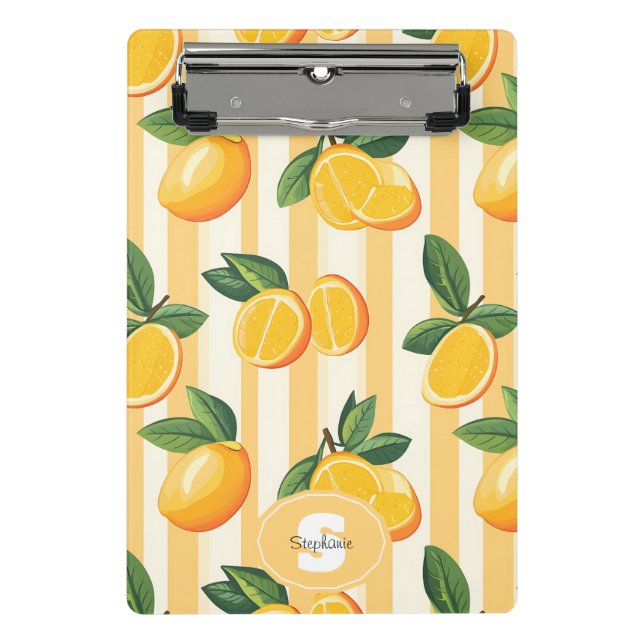 Mini Prancheta Padrão de Fruta de Citros Vibrante com Folhas Verd (Frente)
