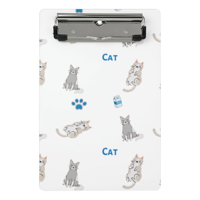 Mini Prancheta Padrão de gato em branco (Frente)