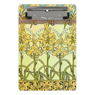 Mini Prancheta Padrão de Lírio Art Nouveau de Alphonse Mucha Anti