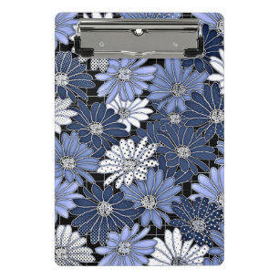 Mini Prancheta Padrão de margarida azul e branco