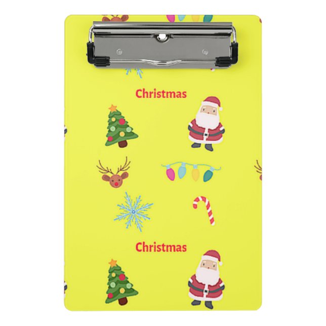 Mini Prancheta Padrão de Natal em amarelo (Frente)