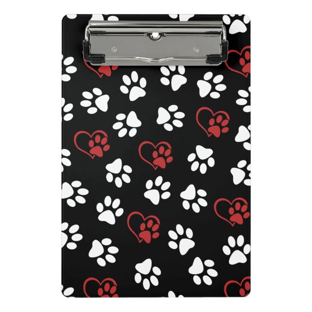 Mini Prancheta Padrão De Patas, Patas Brancas, Patas Vermelhas, C (Frente)