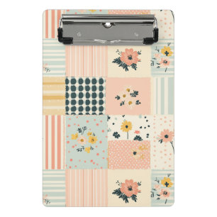 Mini Prancheta Padrão de Patches Florais Vintage - Pastel (1)