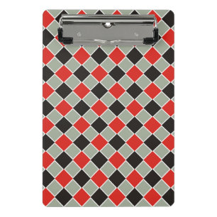 Mini Prancheta Padrão de Quadrados preto vermelho branco + seu fu