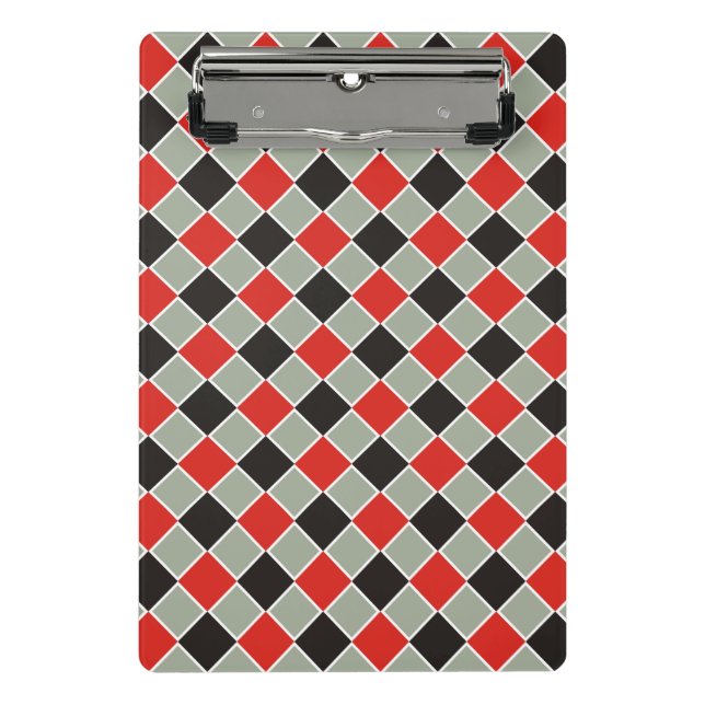 Mini Prancheta Padrão de Quadrados preto vermelho branco + seu fu (Frente)