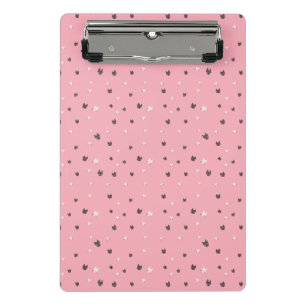 Mini Prancheta Padrão de Rostos de Gato Minimalista em Rosa – Pas