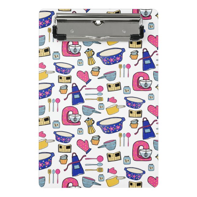 Mini Prancheta Padrão de Utensílios de Cozinha Brilhantes (Frente)