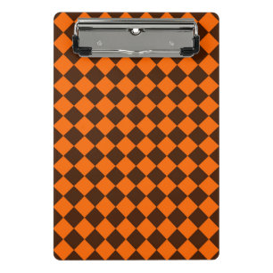 Mini Prancheta Padrão de Xadrez de Diamante Laranja Marrom