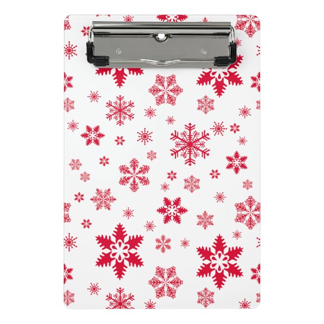 Mini Prancheta Padrão do Floco de Neve, Flocos de Neve Vermelhos, (Frente)