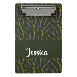 Mini Prancheta Padrão dos ramos florais roxos e verdes