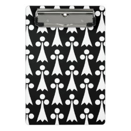 Mini Prancheta Padrão Ermine, Padrão Medieval, Branco em Preto