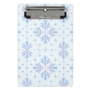 Mini Prancheta Padrão Floral Geométrico Azul Pastel