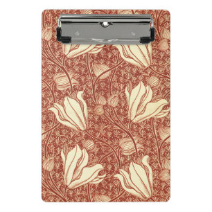 Mini Prancheta Padrão Floral Red Lily no Estilo William Morris