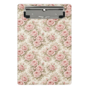 Mini Prancheta Padrão Floral Sem Costura Rosa Vintage Elegante