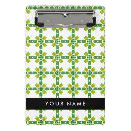 Mini Prancheta Padrão Folha, Folhas Verdes, Seu Nome