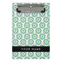 Mini Prancheta Padrão Folha, Folhas Verdes, Seu Nome