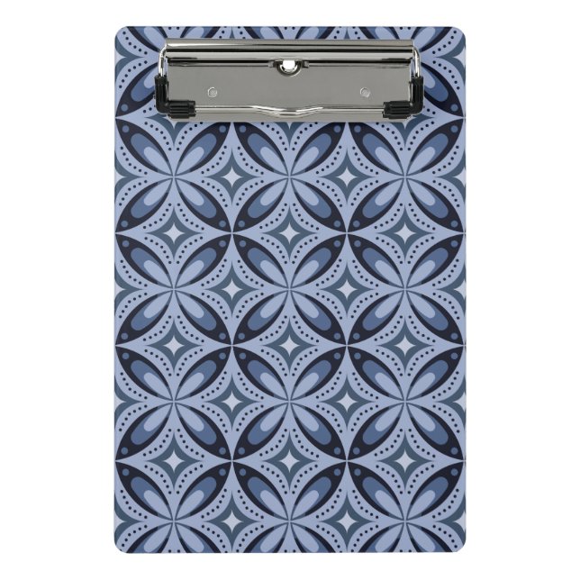 Mini Prancheta Padrão Geométrico Azul Estilo Retro (Frente)