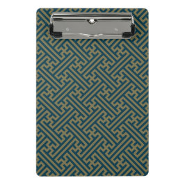 Mini Prancheta Padrão Sayagata, japonês, Dourado e Marinho azul