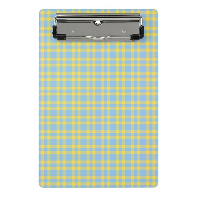 Mini Prancheta Padrão Xadrez Azul Amarelo (Frente)