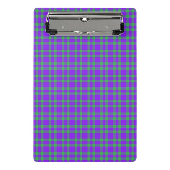 Mini Prancheta Padrão Xadrez Verde Roxo (Frente)