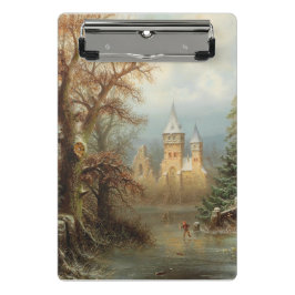 Mini Prancheta Paisagem Romântica de inverno com Patinadores de G