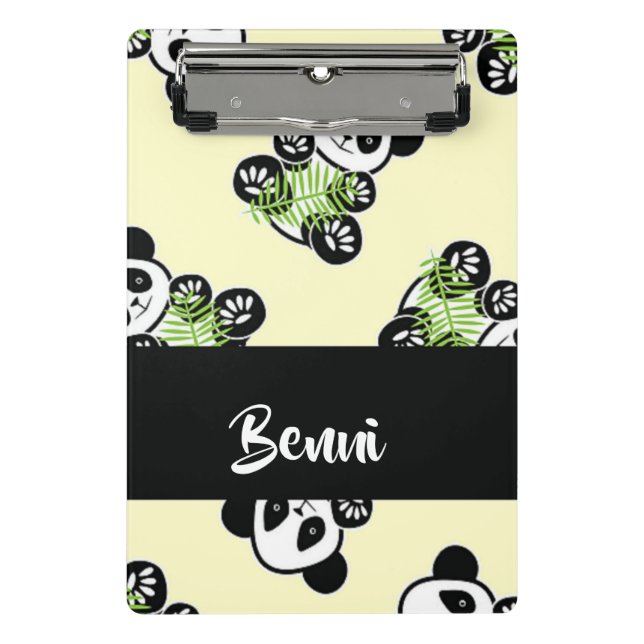 Mini Prancheta Panda bear with green bamboo leaves (Frente)