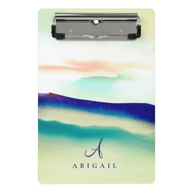 Mini Prancheta Panorama Abstrato de Azul Artístico Monograma (Frente)