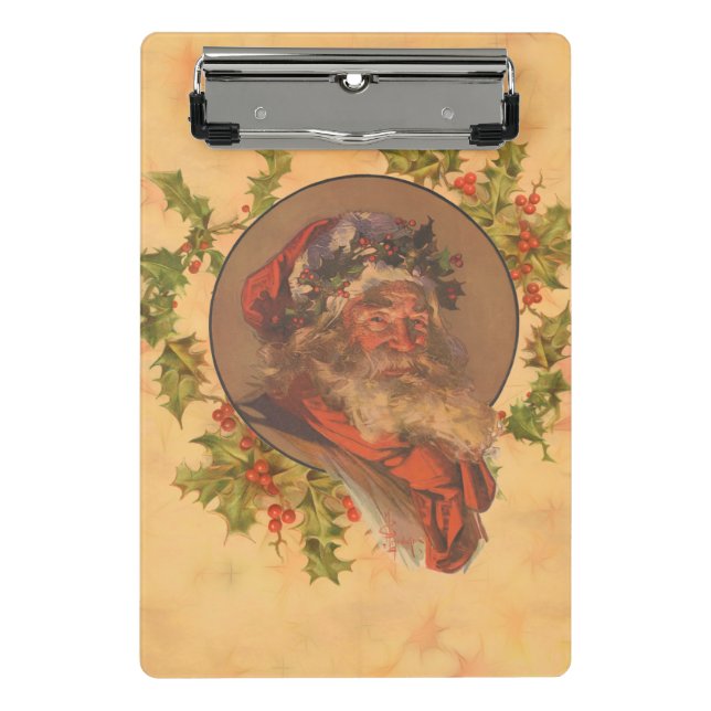 Mini Prancheta Papai Noel Leyendecker Antigo Vitoriano (Frente)