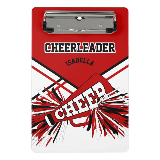 Mini Prancheta Para um Cheerleader - Vermelho, Preto e Branco (Frente)