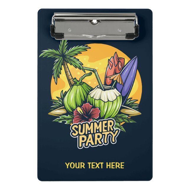 Mini Prancheta Partido de Verão Tropical de Texto Personalizado (Frente)