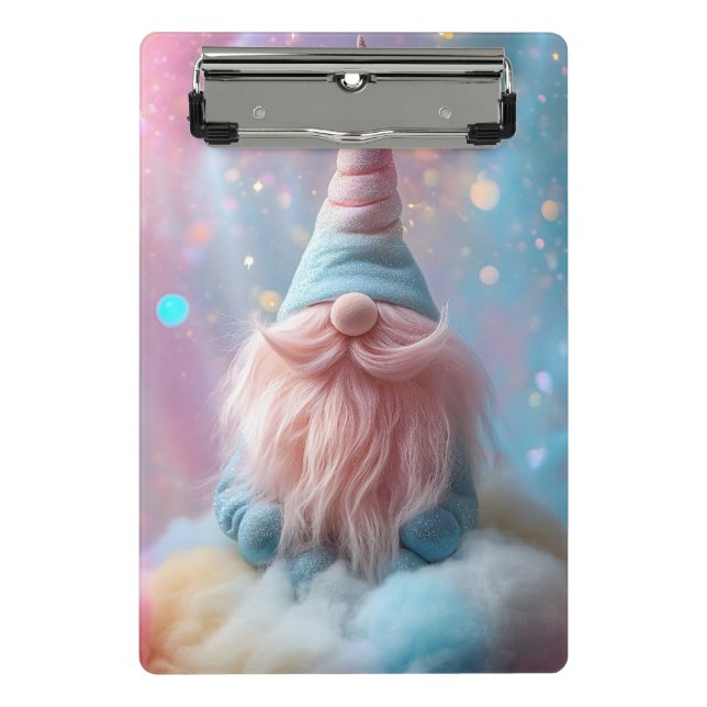 Mini Prancheta Pastel Unicorn Gnomo / Gonçalo com Barba Rosa Fluf (Frente)