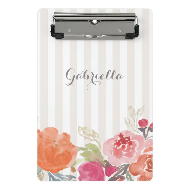 Mini Prancheta Peões Laranja Aquarelas Pinstripes Personalizadas (Frente)