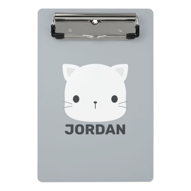 Mini Prancheta Pequeno Gato Bonito com Nome Personalizado (Frente)