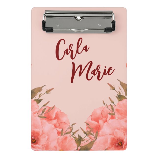 Mini Prancheta Personalizada | Design Floral Rosa (Frente)