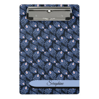 Mini Prancheta Personalized Feather Clipboard | Blue Pattern