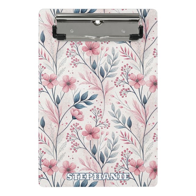 Mini Prancheta Pink Cherry Blossom Sakura Padrão em Branco (4) (Frente)