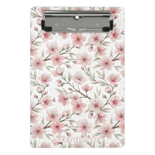 Mini Prancheta Pink Cherry Blossom Sakura Padrão em Branco (5)