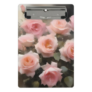 Mini Prancheta pintura a aquarela de rosas rosa bonito